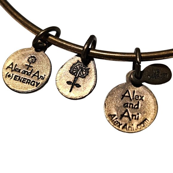 Alex And Ani Brass Charm Bangle Bracelet With Initial B Energy Technology Women - Picture 5 of 8